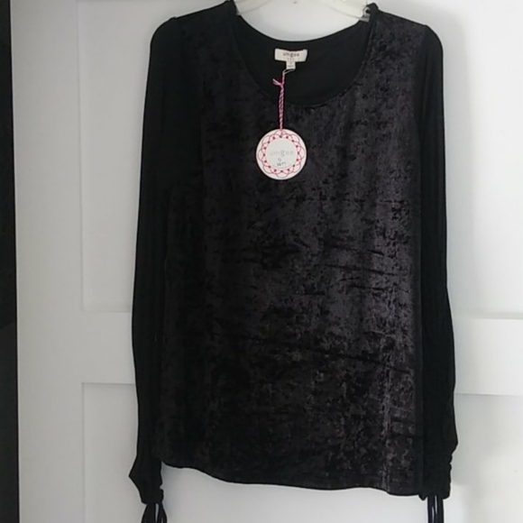 NWT UMGEE BLACK VELVET LONG TOP. SZ S - Picture 7 of 10